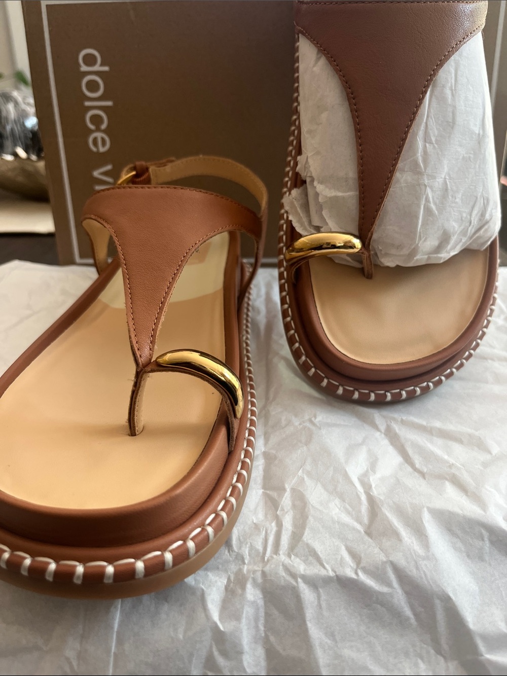 Dolce Vita Brown Saddle Leather Stefan Sandal - Picture 2 of 9
